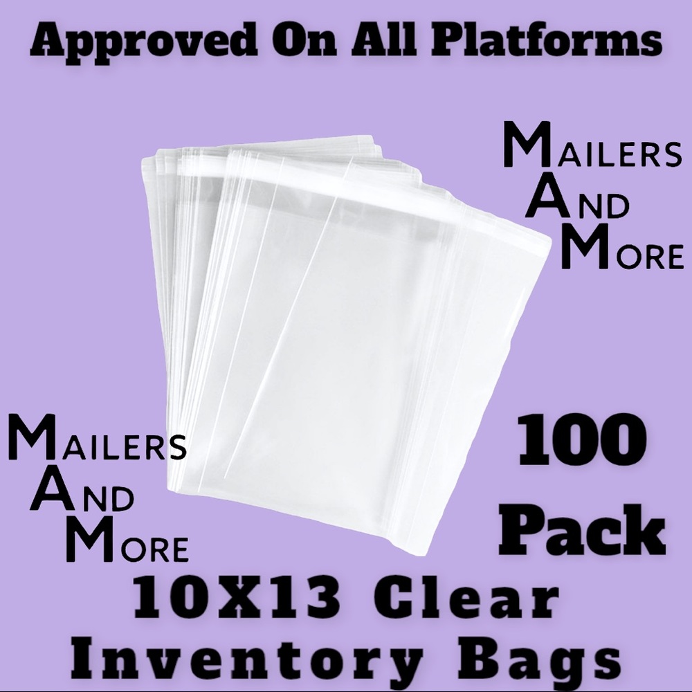 100 10X13 Clear Adhesive Bags PRICE IS FIRM - Picture 1 of 4